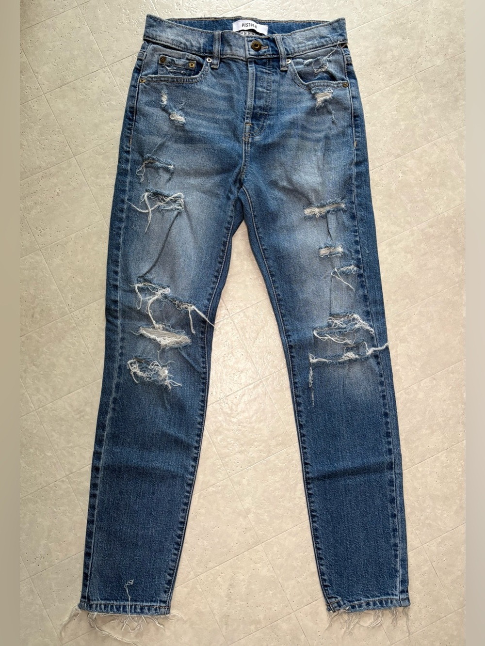 Pistola Nico High Rise Distressed Mom Jeans Size 24 NWOT
